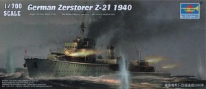 German Zerstorer Z-21 1940, skala 1:700, TRUMPETER 05792