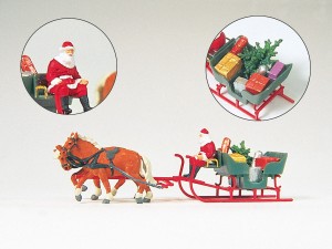 Św. Mikołaj na saniach, skala H0, PREISER 30448