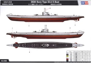Niemiecka łódź podwodna U-Boot Type IX-A, skala 1:350, Hobby Boss 83506