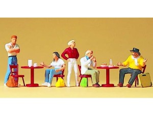 Studenci z artystami w kawiarni, skala H0, PREISER 10349