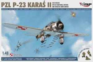 Samoloty, PZL P-23 Karaś II z figurkami 1939r  - Profi Set, skala 1:48, MirageHobby 481601