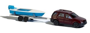 Mercedes-Benz M-Klasa z przyczepą i łodzią  , skala N, BUSCH 8334