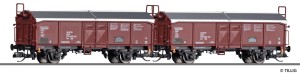 Zestaw 2-wagonów towarowych typu Tms 5756 , DR, skala TT, TILLIG 01033