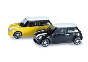 Zestaw 2-samochodów Mini Cooper, skala N, HERPA 065252