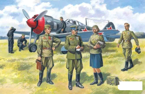 Figurki,  Piloci  rosyjscy z obsługą lotniska 1943-45 , skala 1:48, ICM 48084