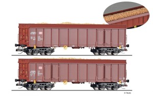 Zestaw 2-wagonów towarowych typu Ealos-x 053, DB,  skala TT, TILLIG 01107