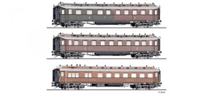 Zestaw 3-wagonów osobowych 1 , 2 , 3- klasy, KPEV, skala TT, TILLIG 01085