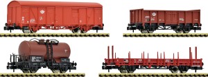 Zestaw 4-wagonów towarowych typu Falns Ks, Gbs, E, Zs , MAV,  skala N, FLEISCHMANN 6660096