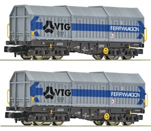 Zestaw 2-wagonów teleskopowych typu Shis , VTG,  skala N, FLEISCHMANN 6660080
