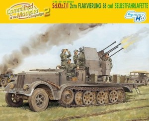 Pojazd wojskowy, Sd. Kfz. 7/1 2 cm Flakvierling 38 auf Selbstfahrlafette, skala 1:35, Dragon 6525