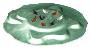 Ruchome figurki, dziobiące kury, skala H0, VIESSMANN 1528