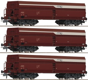 Zestaw 3-wagonów samowyładowczych typu Fals, PKP, skala H0, ROCO 67094
