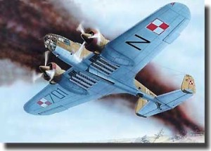 Samolot, polski bombowiec PZL 37B "ŁOŚ"., skala 1:48, MIRAGE HOBBY 481302