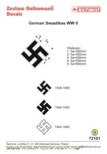 Zestaw klakomanii German Swastikas WWII, skala 1:72, Techmod 72101
