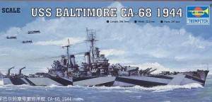 Okręt, USS Baltimore CA-68 1944, skala 1:700, Trumpeter 05725