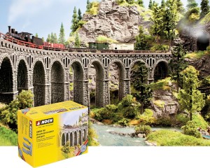 Wiadukt łukowy z kamienia łupanego R1 (360 mm, 30°), skala H0, NOCH 58664