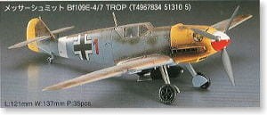 Samolot, Messerschmitt Bf109E-4/7 Trop, skala 1:72, Hasegawa 51310