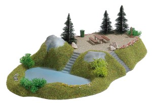 Małe jezioro, z miejscem wypoczynkowym, skala H0, BUSCH 3109