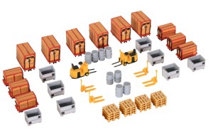 Zestaw kontenerów i innych materiałów załadunkowych, skala H0, KIBRI 38647