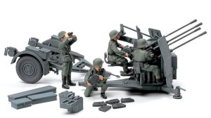 Działo przeciwlotnicze, Flakvierling 38 plus 4 figurki, skala 1:48, Tamiya 32554