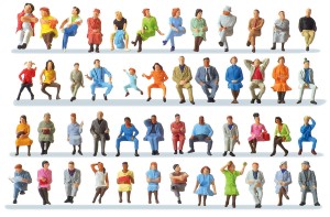 Siedzący podróżni, skala H0, PREISER 14418