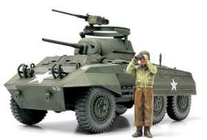 Pojazd wojskowy, US M8 GreyHound +1 figurka, skala 1:48, Tamiya 32551