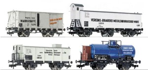 Zestaw 4-wagonów towarowych, K.P.E.V, skala H0, FLEISCHMANN 581008