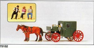 Dorożka zamknięta, skala TT, PREISER 75152