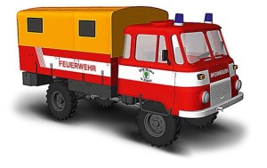 Robur LO 2002 A »Feuerwehr Weiden« Straż pożarna, skala H0, BUSCH 50202