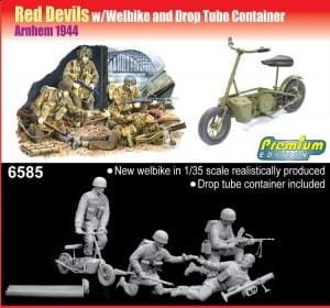 Pojazd wojskowy + figurki, Red Devils w/Welbike Drop Tube Container Arnhem 1944, skala 1:35, Dragon 6585