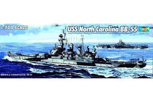 Okręt, USS North Carolina BB-55, skala 1:700, Trumpeter 05734