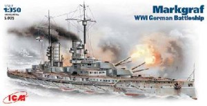 Okręt wojenny Markgraf,Niemcy WWI, skala 1:350, ICM S005