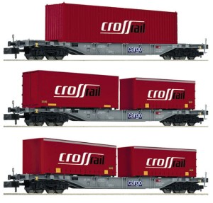 Zestaw wagonów kontenerowych typu Sgns, skala N, FLEISCHMANN 825201