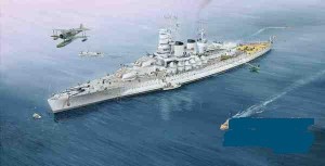 Okręt, Battleship RN Vittorio Veneto 1940, skala 1:700, TRUMPETER 05779