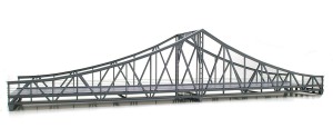 Dwutorowy metalowy most wiszący-model gotowy, skala H0, HACK Z75