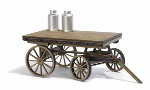 Wóz z drewna z bańkami na mleko, skala 0, BUSCH 10261