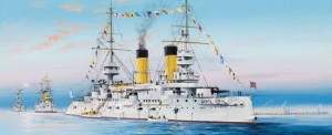 Okręt, Russian Navy Tsesarevich Battleship 1904, skala 1:350, TRUMPETER 05338