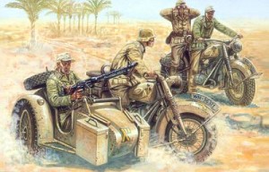 Motocykl + figurki, German Motorcycles, skala 1:72, Italeri 6121