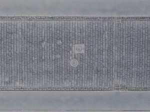 Nawierzchnia kostki brukowe z chodnikiem, 3D, skala H0, NOCH 57216