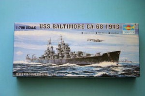 Okręt, USS Baltimore CA-68 1943, skala 1:700, Trumpeter 05724