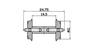 Zestaw kół 11mm z dzieloną osią ,DC, skala H0, ROCO 40192