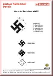 Zestaw kalkomanii German Swastikas WWII, skala 1:48, Techmod 48015