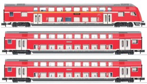 Zestaw 3 wagonów piętrowych, skala N, TRIX 15864