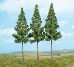 3 świerki wysokopienne 17 cm, skala H0, HEKI 2126